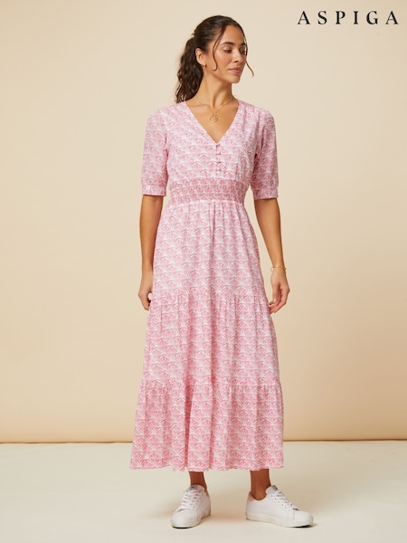 Aspiga White Billie Short Sleeve 100% Organic Cotton Dress (F88972) | $369