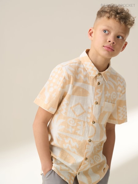 Angel & Rocket Orange Jamie Palm Print Resort 100% Cotton Shirt (F88989) | AED107 - AED131