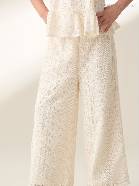 Angel & Rocket Cream Kinsley Jersey Crochet Trousers (F89012) | R$ 215 - R$ 285
