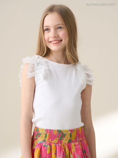 Angel & Rocket White Jess Flower Trim Vest (F89022) | R$ 140 - R$ 180