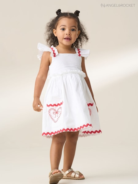 Angel & Rocket White Lola Ric Rac Pocket 100% Cotton Dress (F89025) | €34 - €37