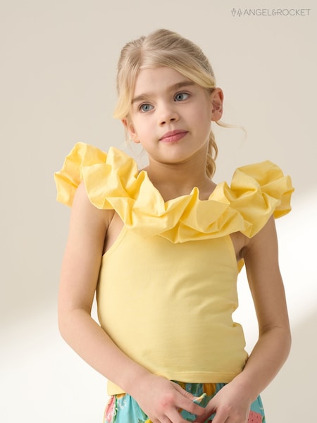 Angel & Rocket Yellow Carrie Ruffle Vest Top (F89027) | R$ 140 - R$ 180