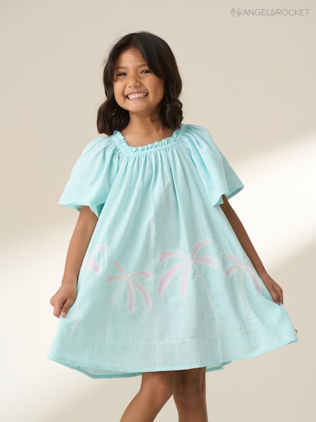 Angel & Rocket Blue Paloma Embroidered Hem Swing Dress (F89036) | 168 QAR - 188 QAR