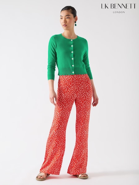LK Bennett Green Vanessa Jelly Bean 100% Cotton Crew Neck Pointelle Detail Cardigan (F89041) | 5,948 UAH