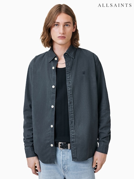 Albastru - AllSaints Bodhi Long Sleeve Overshirt (F89068) | 886 LEI