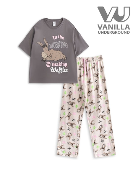 Vanilla Underground Grey Womens Shrek Multicoloured Short Sleeve Long Leg 100% Cotton Pyjamas Set (F89077) | R$ 340