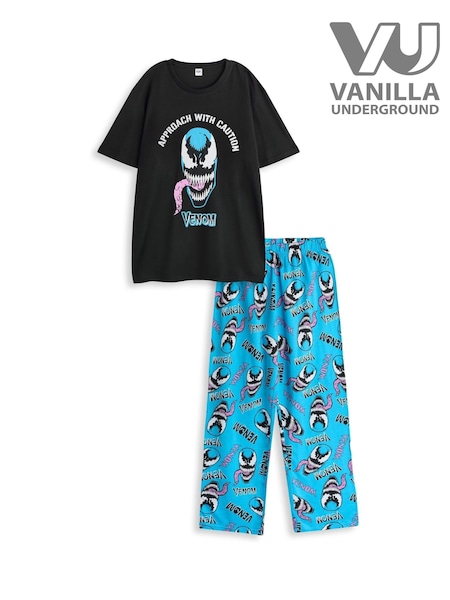 Vanilla Underground Mens Marvel Venom Black Short Sleeve Long Leg 100% Cotton Pyjamas Set (F89088) | 40 €