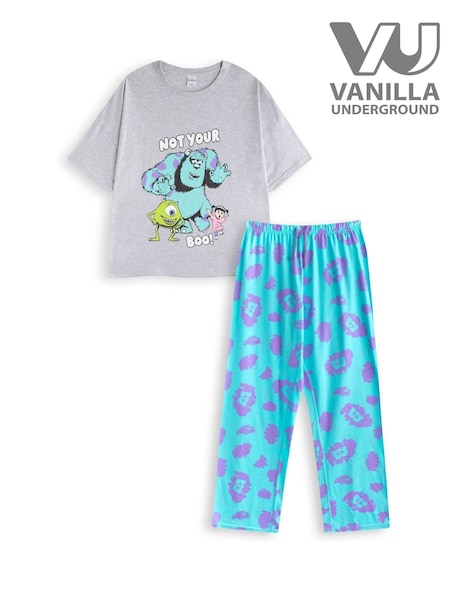 Vanilla Underground Blue Womens Disney Monsters Inc Multicoloured Short Sleeve Long Leg 100% Cotton Pyjamas Set (F89097) | ₪176