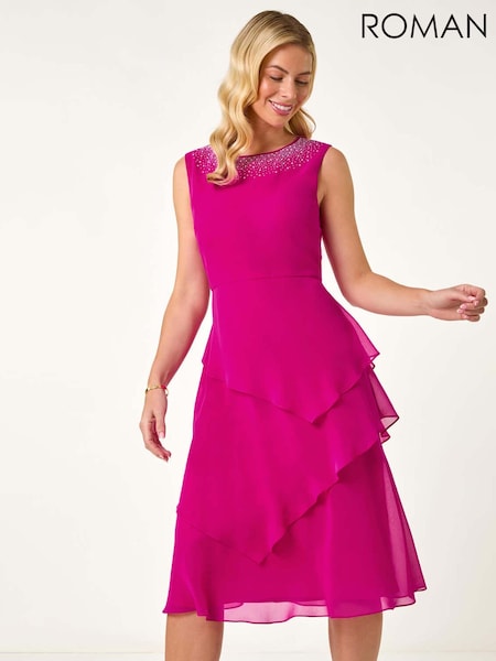 Roman Petite Overlay Midi Dress (F89139) | €86