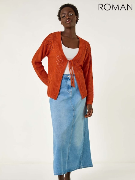 Roman Textured Tie Front Knit Cardigan (F89186) | € 55