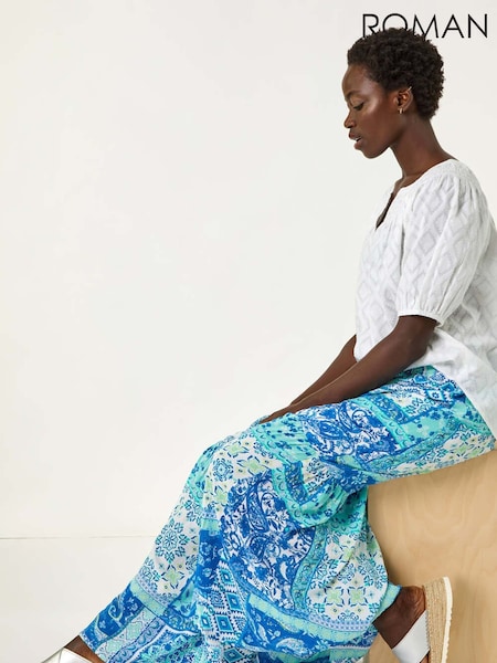 Roman Patchwork Shimmer Tiered Maxi Skirt (F89199) | ‏264‏₪