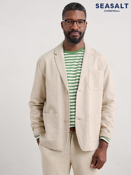 Seasalt Cornwall Natural Mens Messack Cotton-Linen Jacket (F89258) | €165