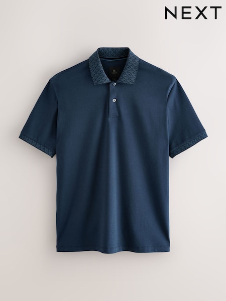 Navy Blue Short Sleeve Smart Collar Polo Shirt (F89311) | €34