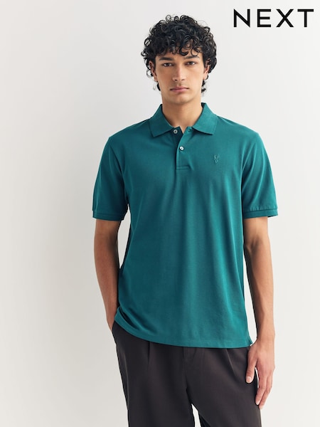 Teal Blue Regular Fit Short Sleeve Pique Polo Shirt (F89332) | €24
