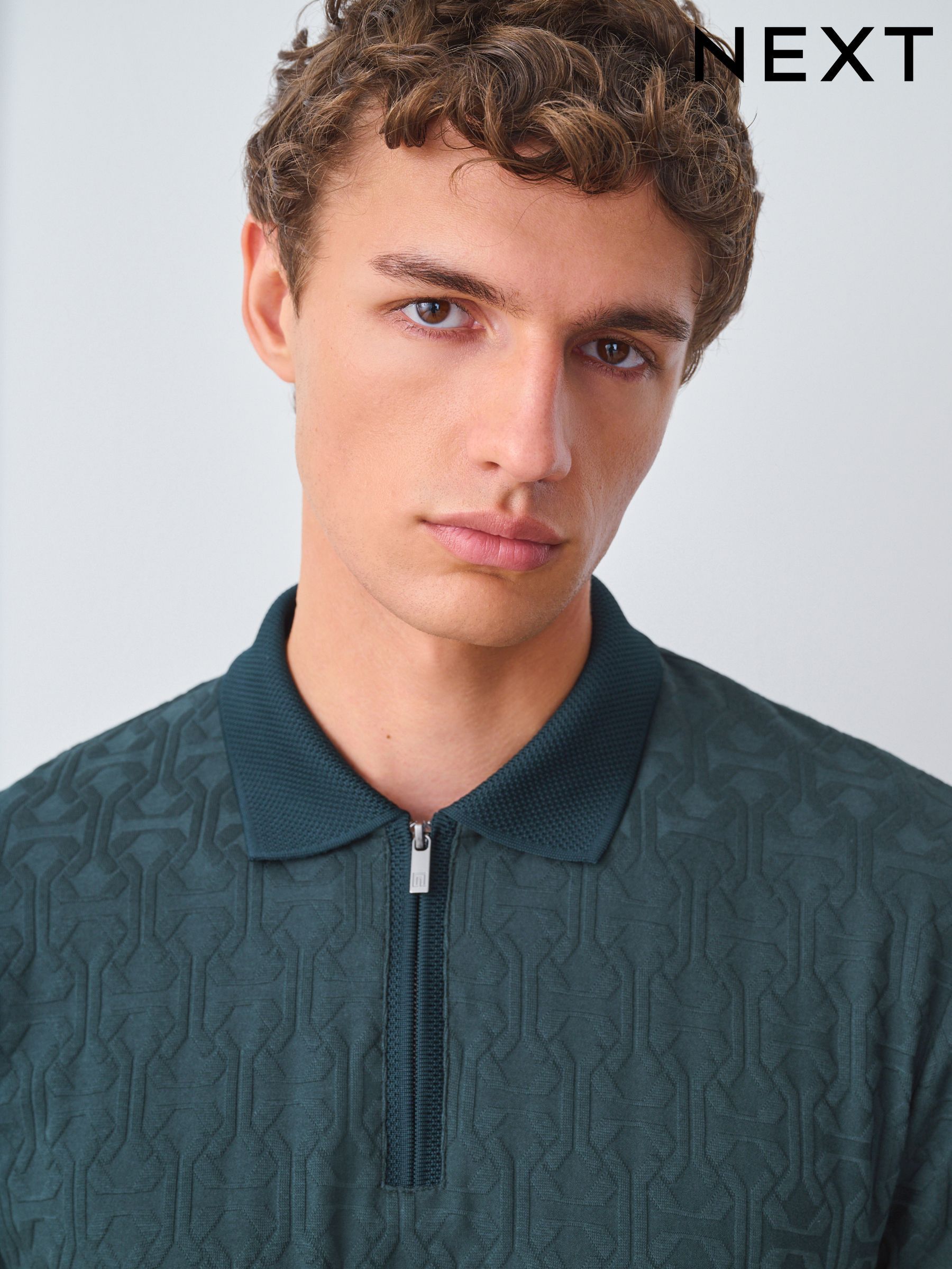 Buy Men's Polo Shirts Cotton Zip Neck Long Sleeve Online | Next Brazil