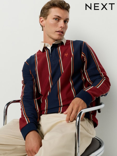 Burgundy/Navy Blue Stripe Rugby Shirt (F89377) | 178 QAR