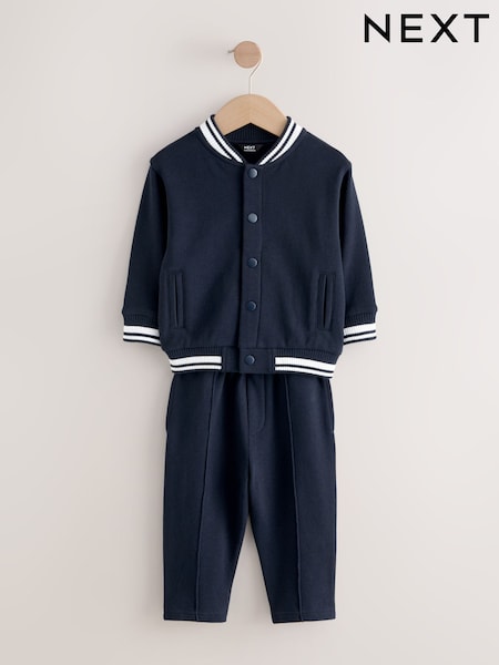 Navy Blue Jersey Letterman Jacket and Trousers Set (3mths-7yrs) (F89409) | AED117 - AED137