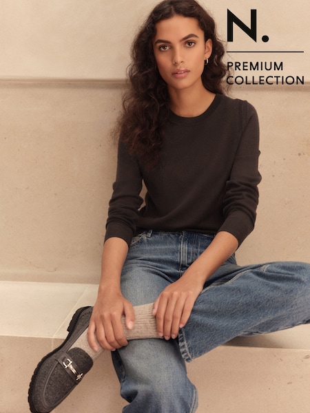 Chocolate marrom - 100% Merino Wool N.Premium Long Sleeve Crew Neck Jumper (F89415) | R$ 330