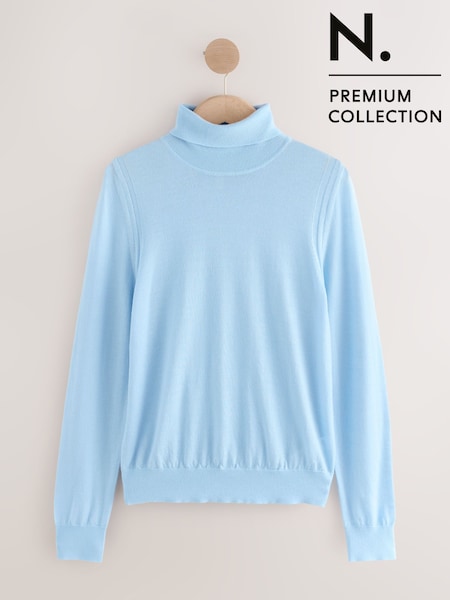 Light Blue 100% Merino Wool N.Premium Roll Neck Jumper (F89423) | R$ 350