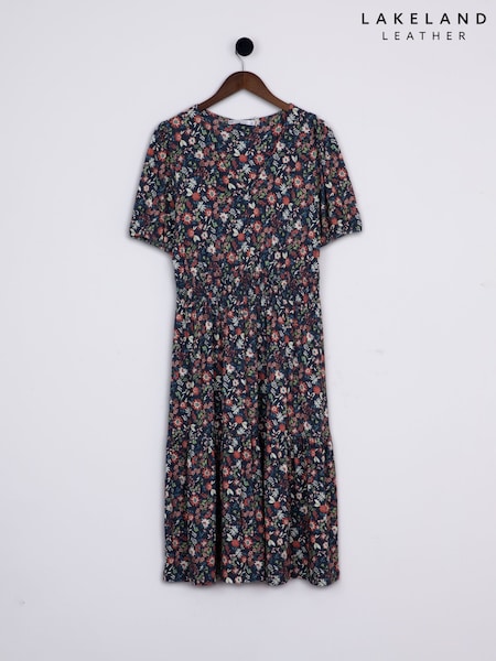 Lakeland Clothing Blue Lola Floral Print Midi Dress (F89435) | €60