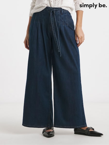 Simply Be Blue Stretch High Rise Extreme Wide Leg Jeans (F89445) | €60