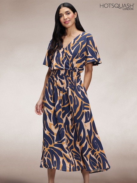 Hot Squash Blue Chiffon Midi Dress (F89447) | €172.50