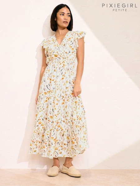 Pixiegirl Petite Flutter Sleeve Wrap Midi Dress (F89470) | ‏196‏₪