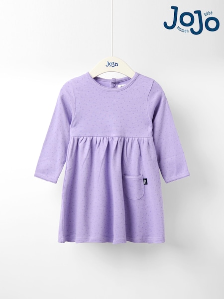 JoJo Maman Bébé Purple Light Spot Printed Jersey Dress (F89488) | AZN 43 - AZN 50