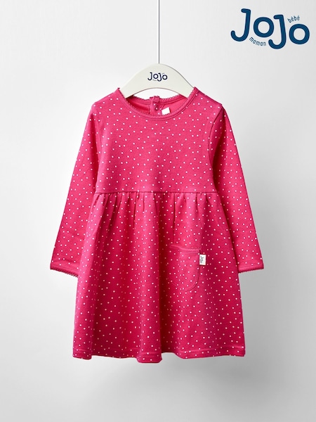 JoJo Maman Bébé Pink Spot Printed Jersey Dress (F89489) | AZN 43 - AZN 50