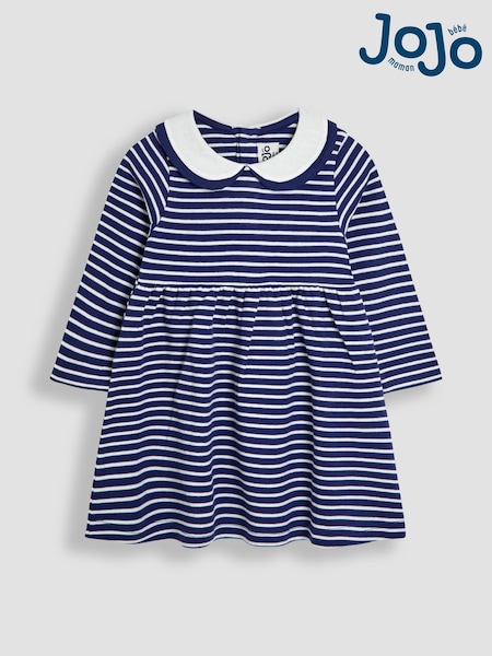 JoJo Maman Bébé Blue Peter Pan Collar Jersey Dress (F89492) | AED122 - AED141
