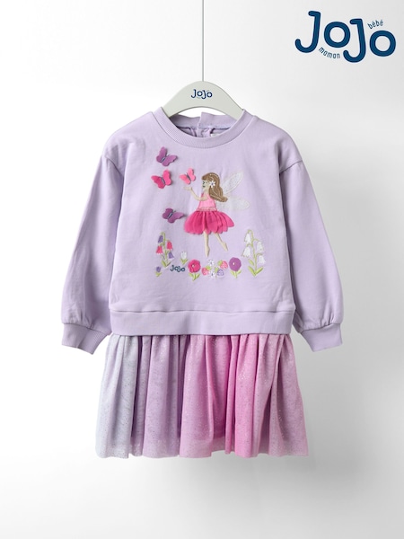 JoJo Maman Bébé Purple Appliqué Tulle Sweat dress (F89494) | R$ 275 - R$ 305
