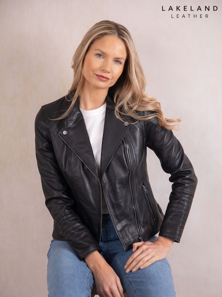 שחור - Lakeland Leather Tarn Biker Jacket (F89511) | ‏1,403‏₪