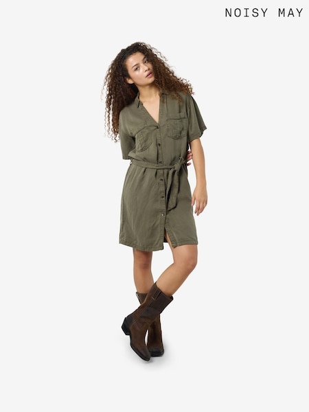 NOISY MAY Green Tie waist Shirt Dress (F89534) | €57