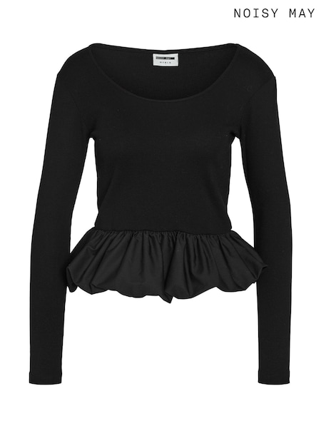 NOISY MAY Black Bubble Long Sleeve Top (F89547) | €46