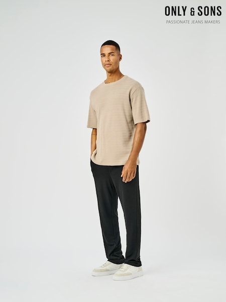 Only & Sons Brown Textured Short Sleeve T-Shirt (F89549) | €29