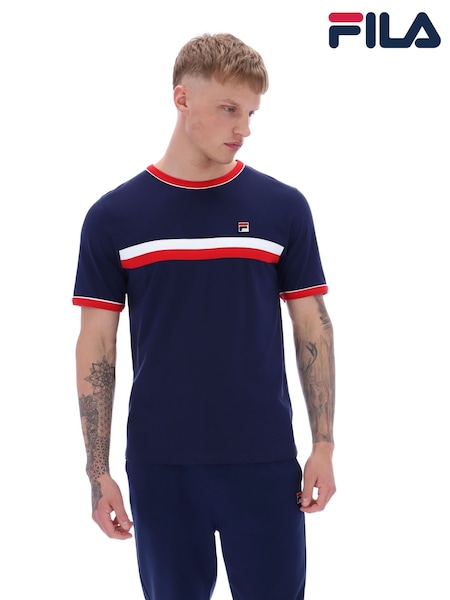 Fila Blue Razee Laid on Stripe 100% Cotton T-Shirt (F89577) | 148 QAR
