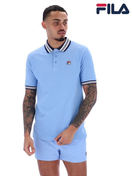 Fila Blue Dark Faraz Tipped Rib 100% Cotton Polo Shirt (F89582) | 198 QAR