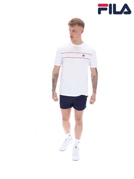 Valkoinen - Fila Williams Contrast Piping 100% Cotton T-shirt (F89588) | €44