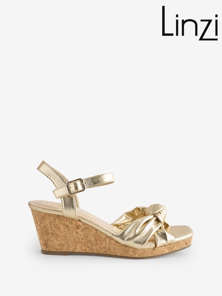 ذهبي - Linzi Elyah Knotted Front Strap With Cork Wedges (F89597) | ‏233 د.إ.‏