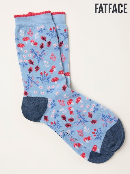 FatFace Blue Autumn Floral Socks (F89618) | AED44