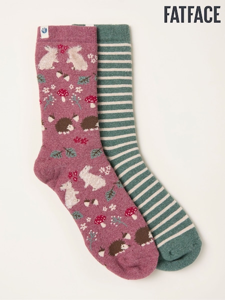 FatFace Purple 2 Pairs of Woodland Welly Socks (F89630) | AED82