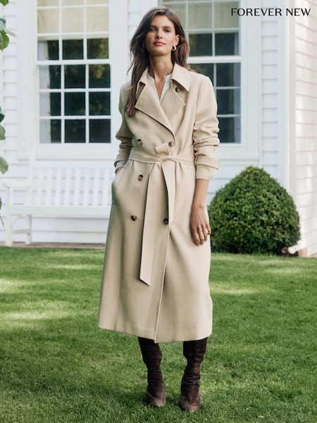 Forever New Cream Leanne Crepe Trench Coat (F89648) | €186
