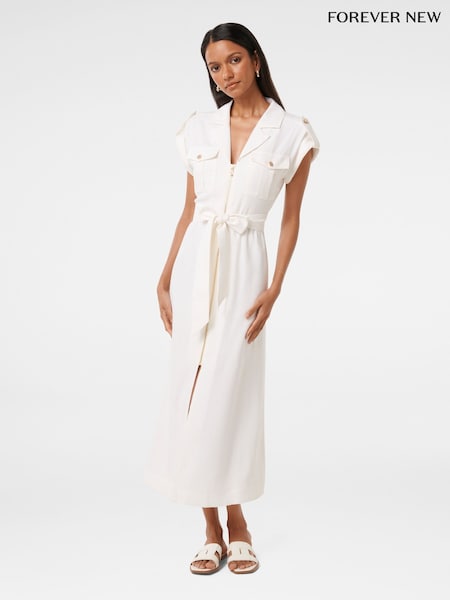 Forever New Alison Petite Zip Utility Midi Dress Contains Linen (F89656) | 152 €