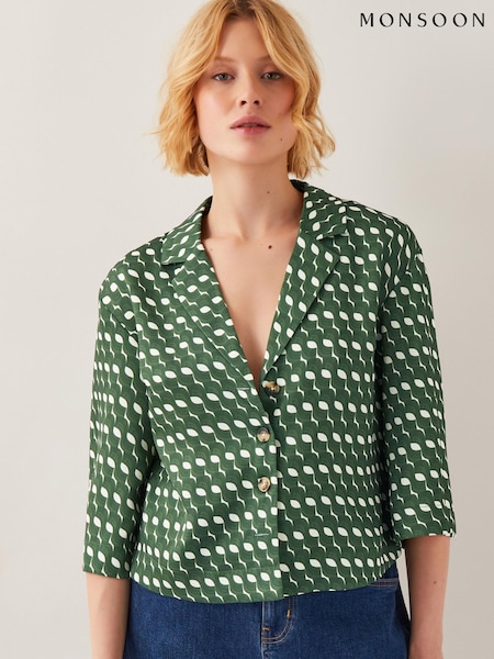 Monsoon Green Maren Geometric Print Shirt (F89672) | €73