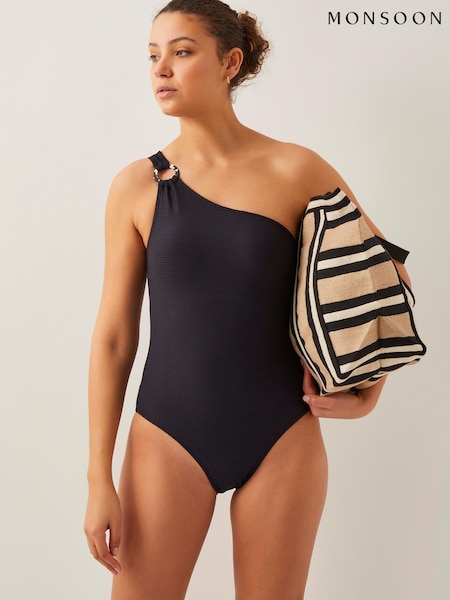 Monsoon Black Killa One-Shoulder Swimsuit (F89679) | ₪246