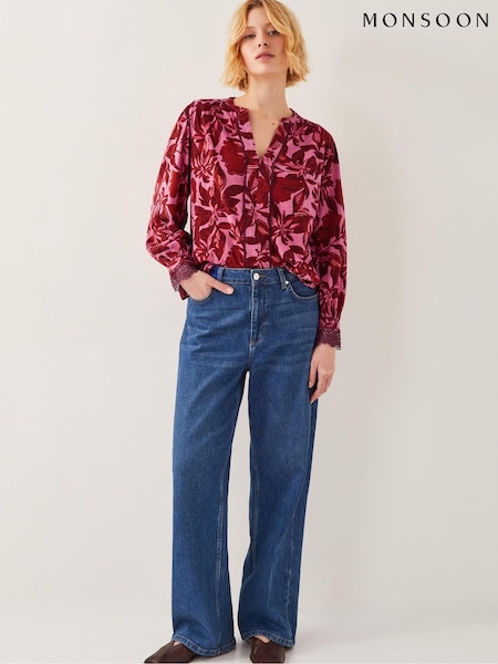 Monsoon Pink Aimee Floral Print Jersey Blouse (F89682) | €58