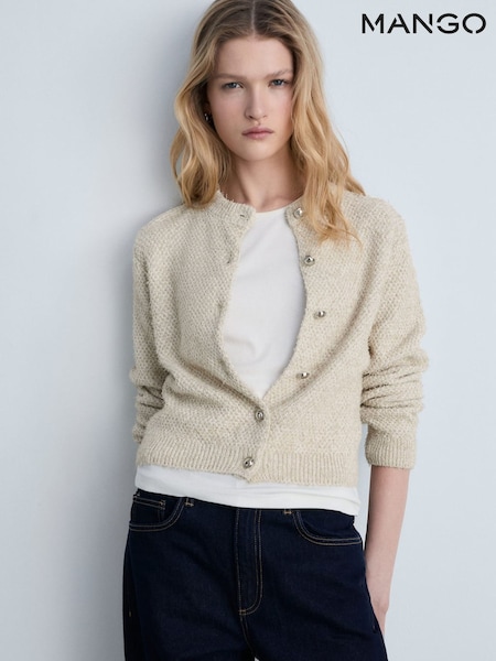 Mango Cream Chunky-Knit Cardigan With Detail Buttons (F89692) | €63