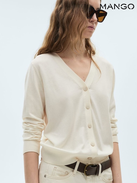 Mango Cream Mulberry Silk Blend Cardigan (F89696) | €37