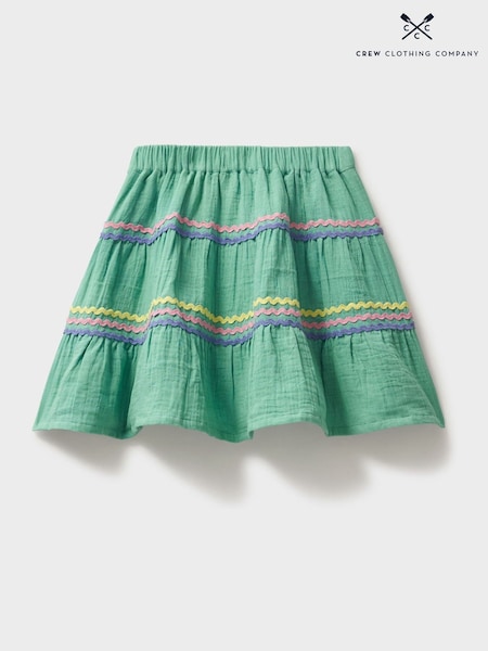 Crew Clothing Company Green 100% Cotton Tiered Ric Rac 100% Cotton Skirt (F89700) | ₪111 - ₪131