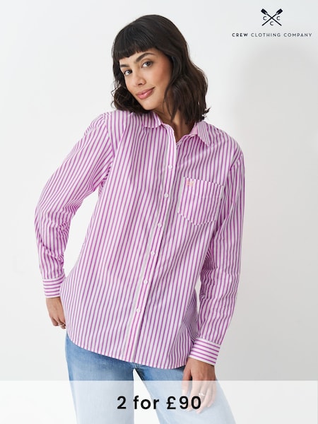 Crew Clothing Company Pink Relaxed Poplin 100% Cotton Shirt (F89704) | €84